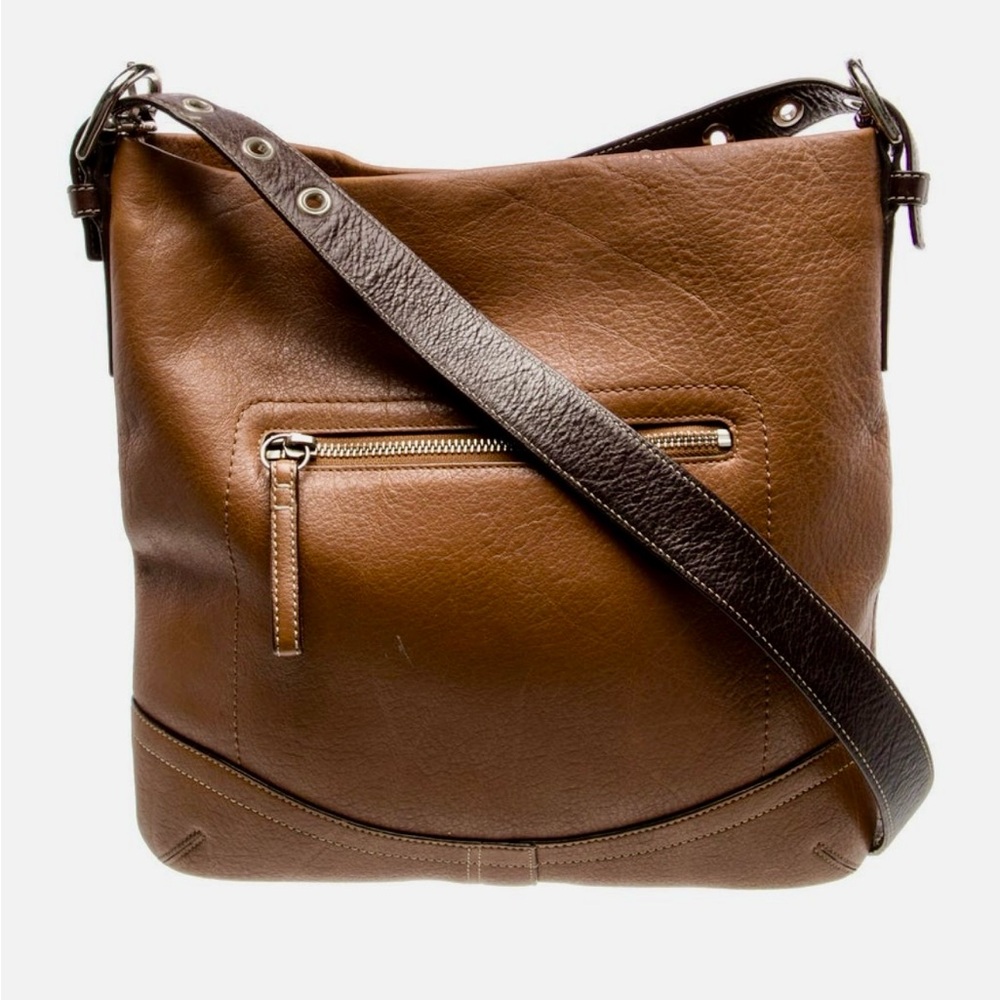 Coach Tan Duo Tone Leather Bag with Zipper